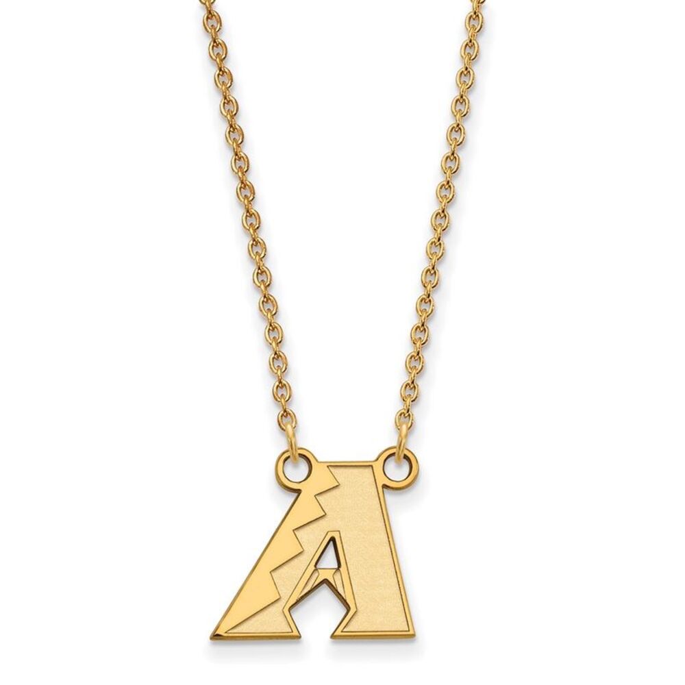 10K Yellow Gold MLB Arizona Diamondbacks SM Letter A Necklace, 18 Inch